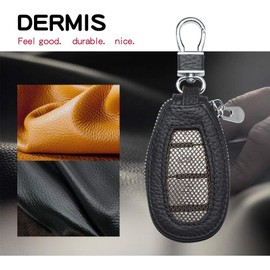 VSLIH Universal Genuine Leather Key Case Car Smart fob Cover Keychain for Remote Key Fob (Black)