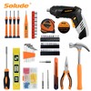 SOLUDE 130-Piece Home Tool Kit with 3.6V Cordless Rechargeable Screwdriver,Basic