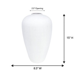 White Rustic Ceramic Vase – Tall Vintage Design for Pampas Grass, Modern Farmhouse Home Décor, Distressed Textured Finish, Ideal for Living Room, Table, Shelf, or Mantel