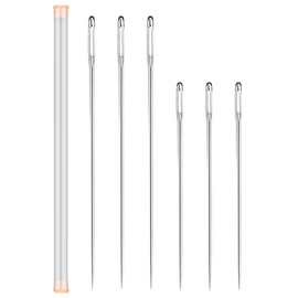 7 Pack 10"/12" Upholstery Needle and Stroage Tube, Large Sewing Needle for Upholstery, Long Needles for Crafts, Large Needle for Hard Canvas Repairing, Leather Sewing Needles
