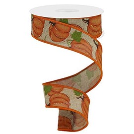 1.5" Pumpkin Patch Ribbon: Light Beige (10 Yards) Pumpkin Autumn Fall Wired Ribbon RGA147301