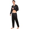 RuanMM Mens Satin Long Sleeve Silky Pajamas Premium Button Down