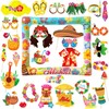POPOYU 31Pcs Hawaii Summer Photo Props Kit,Inflatable Hawaii Photo Booth