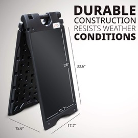 Jumbl A-Frame Signboard 15.7” x 26” Display Surface – Small Outdoor Sandwich Board w/Weather Resistant PVC Sign Protector & Sand Fill Holes – Dual Signage Stand for Storefront Sidewalk Curb (White)