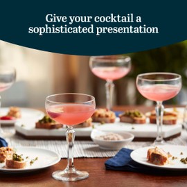 Libbey Capone Coupe Cocktail Glasses, Vintage Style, Diamond Cut Coupe Martini Glasses Set of 4, Traditional Cocktail Glass Set, Champagne Glasses