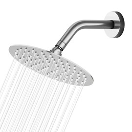 AULEEND 6 Inch Round Rain Shower head, High Flow Stainless Steel Rainfall Shower Head, High Pressure Design (Chrome)