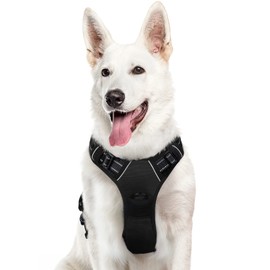 Eagloo Dog Harness for Large Dogs, Anti-Pull, Medium Chest Harness, No-Pull Safety Harness, Dog Car Harness, Labrador Puppy Harness, Jogging, Escape-Proof, Soft Padded, Black, XL