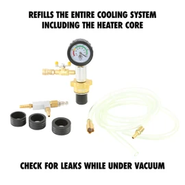 OEMTOOLS 27066 Coolant System Refiller Kit, 3 Adapters | Remove Air Trapped in Cooling System, Test Radiator and Heating Core Lines for Leaks | Fits Radiator Necks and Coolant Reservoirs
