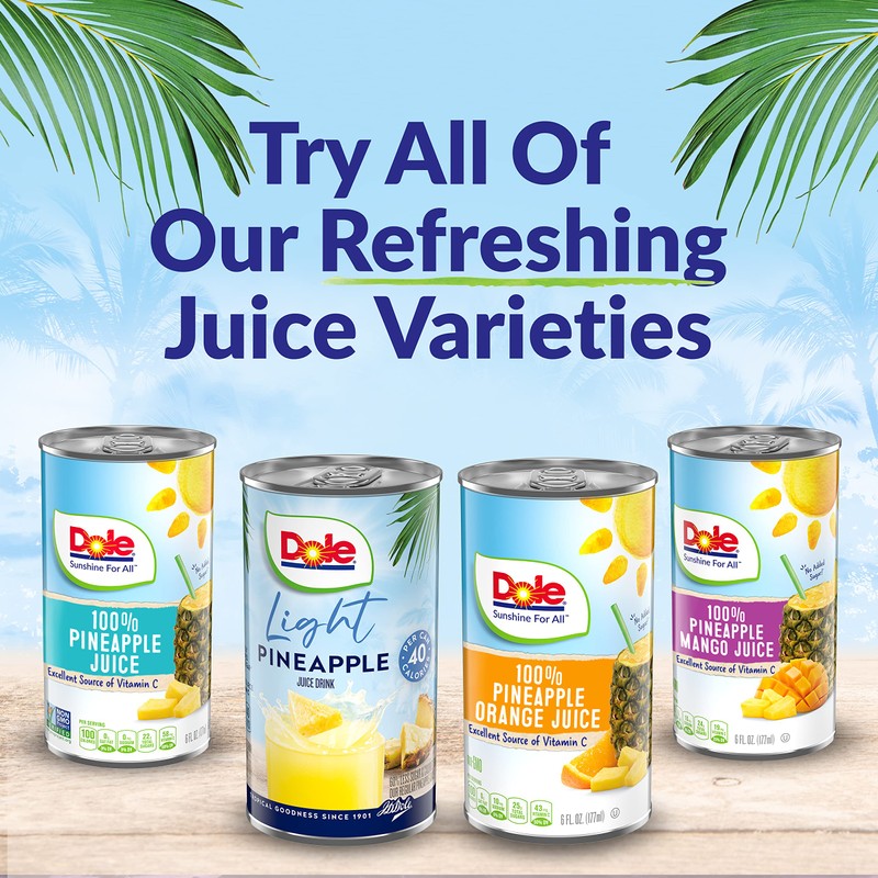 Dole Pineapple Juice, 100% Fruit Juice with Added Vitamin C,