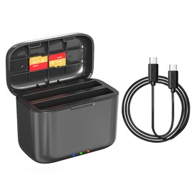 Rszfnjxry Fast Battery Charger Hub Compatible with Insta360 X4,Quick Portable 2 Channel Battery Charge Storage Station (X4 Charger Hub Only)