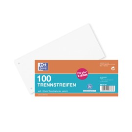 Oxford 100 x White Cardboard Divider Strips 190gsm Punched
