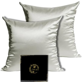 Ade'Soie Silk Pillowcase 65x65cm 2 Pack 100% Mulberry Silk 22Momme 6A Hair Skin Care Anti Ageing Anti Mite Cover Anti-Static Gift for Men Women (Light Grey)
