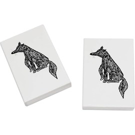 2 x 45mm 'Line Drawing of A Fox' Erasers/Rubbers (ER00042718)