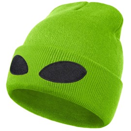 MixYoke Funny Alien Beanie Hat - Black Beanies Cool Graphic Beanies Knit Winter Hats Warm Soft Stretchy Daily Cap