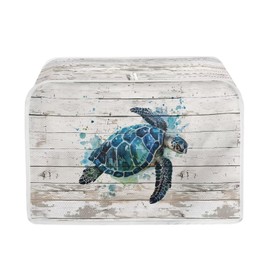 Wanzuoeng 4 Slice Toaster Oven Dust Cover, Watercolor Sea Turtle Print Bakeware Protector, Wood Print Bread Machine Cover for Anti-fingerprint, Decorative Accessories for Kitchen