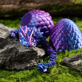 4Pcs 3D Printed Dragon in Egg,Full Articulated Dragon with Egg,Flexible Joints Home Decor Executive Desk Toys,Home Office Decor Executive Desk Toys for Autism/ADHD (4PCS-A)