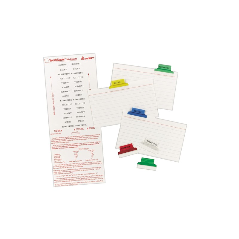 Avery 16219 Insertable Index Tabs with Printable Inserts, 1, Assorted