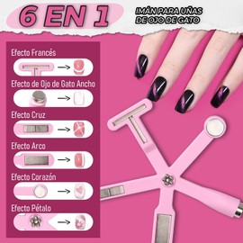 Kit 4pcs Imán de Uñas 3D Ojo de Gato Magnético Imanes para Uñas, Imanes para Esmalte de Efecto Ojo de Gato - Kit de Herramientas para Uñas con Imanes (4 PCS)