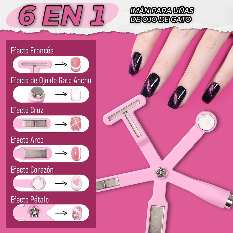 Kit 4pcs Imán de Uñas 3D Ojo de Gato Magnético