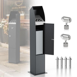 MHHQ Commercial Trash Can Disposal Outdoor Vertical Trash Can Standing Rubbish Bin for Patios Gardens Hotels Pubs Offices(Business Gray