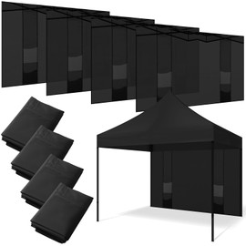 Windyun 4 Pcs Canopy Sidewalls 10x10 with 4 Pockets Instant Canopy Tent Sidewalls for Pop up Canopy with 210D Oxford Cloth, UV Protection Waterproof for Outdoor Camping, 4 Pcs Sidewalls Only(Black)