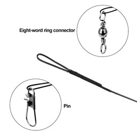 DECARETA 72pcs Fishing Wire Trace Leaders Lure Wire Trace Stainless Steel Trace Leaders with Snap for Pike Hidden Main Line Prevent Fish Bite Line 15cm 20cm 25cm (Black)