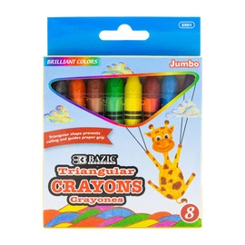 BAZIC 8 Color Premium Quality Super Jumbo Triangle Crayon