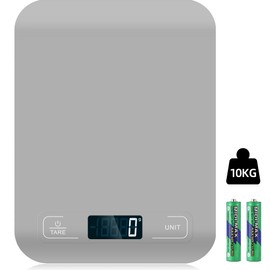 Digital Kitchen Scales, 10 kg Kitchen Scales with LCD Display and Tare Function, Professional Digital Scales for Baking and Cooking, Exactly 1 g - (Grey)