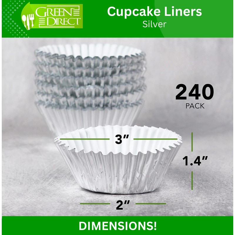 Green Direct Cupcake Liners - Standard Size Silver Cupcake Wrappers