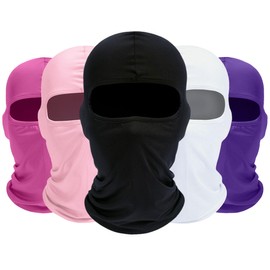 ROXUN Balaclava Ski Mask, 5 Pack Neck Gaiter Motorcycle Scarf, Summer Cooling UV Protector for Men/Women Black+White+Pink+Light Pink+Purple