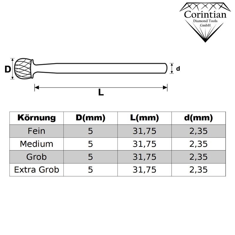 Corintian Nail Cutter Attachment Carbide Ball Head Bit Fine Extra