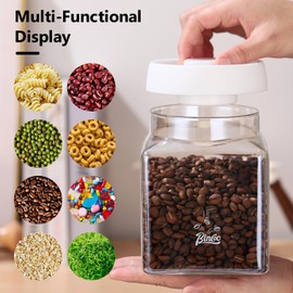 Bincoo Coffee Bean Storage Container Airtight with Lids 1.2L/40oz High Borosilicate Glass Coffee Canister for Candy, Coffee Tea Beans, Oats,Flour, Grains, Food Storage Jar （transparent