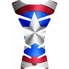 Motorcycle Tank Pad Tank Pad 3D Sticker Compatible with Motorcycle Kawasaki Aprilia Ducati Yamaha Heroes (Captain American) Crest America Star 20x15cm