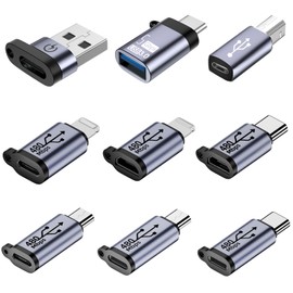 Liaoan USB C/IP to Micro Adapter, USB C/Micro to IP Adapter, Micro/IP to USB C Adapter, USB C to USB C Adapter, USB C to USB C Adapter, USB C to USB B Adapter, Pack of 9