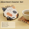 Drink Coasters with Holder, Absorbent Coaster Sets of 4, Cat