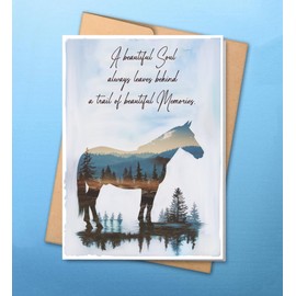 BiboStore88 A Beautiful Soul Always Leaves Behind A Trail Of Beautiful Memories! Card - Horse Sympathy Card - Memories Sympathy Card For Horse Lovers - Silhouette Horse Sympathy Card - Sympathy Card