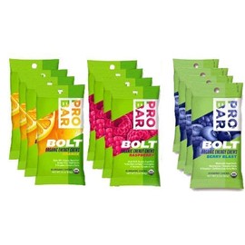 Probar Bolt Organic Energy Chews Set Mixed Berry, Orange and Raspberry - Four of Each Flavor, Box of 12