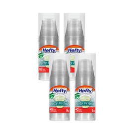 Hefty Party Perfect Clear Plastic Cups, 9 Ounce, 40 Count (Pack of 4)