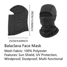 Black Camo Balaclava Ski Mask Head Mask Full Face Mask Windproof Sun UV Protection Hood for Men