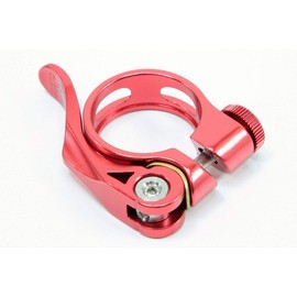 MicrOHERO Lightweight 42g Aluminum Alloy CNC Stainless Steel Bolt Quick Release Seat Clamp KC89 Φ31.8mm (Red)
