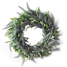 Wreaths for Front Door,Front Door Wreath,12In Artificial Lavender Wreath,Simulation Flower Wreath,Artificial Plant Home Decor Accessory,for Front Door Wall Window Party Festival Wedding Decor(Purple)