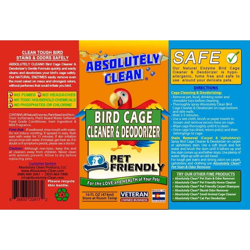 Absolutely Clean Amazing Bird Cage Cleaner and Deodorizer - Just