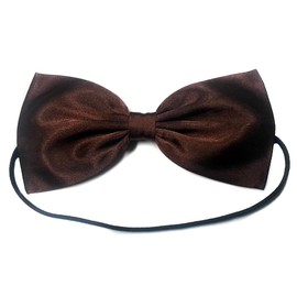 EmilyRose Couture Large Satin Hair Bow Collection (Headband, Dark Brown)