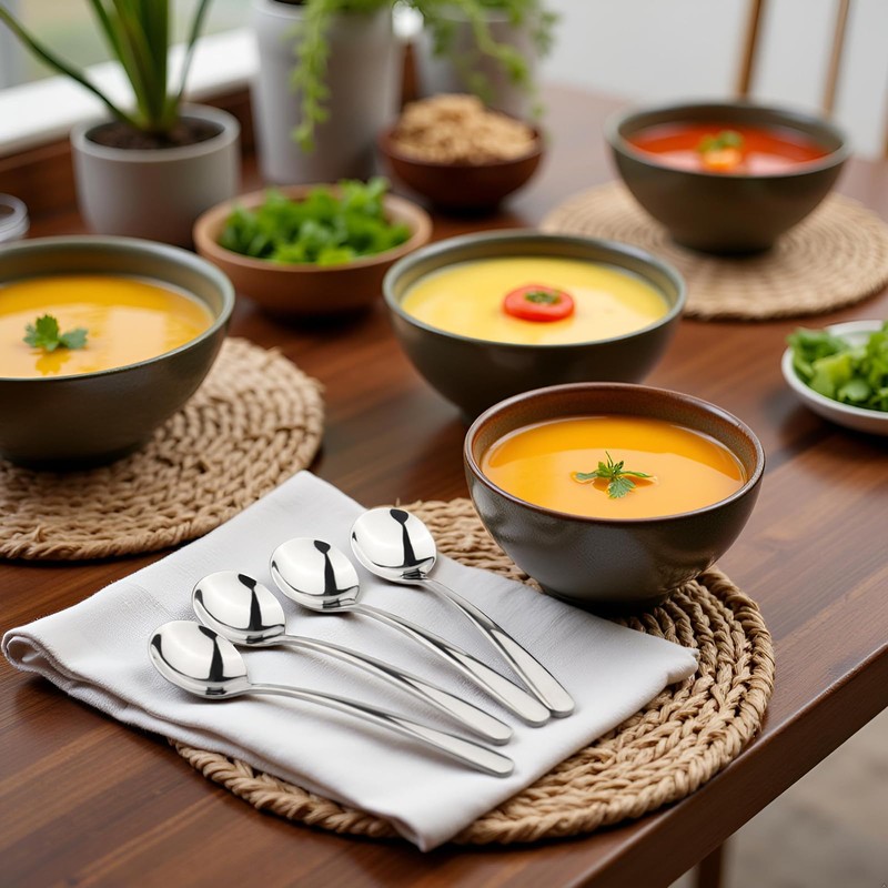 Korean Soup Spoon 18/10 Stainless Steel: Large Round Soup Spoons