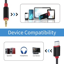YACSEJAO USB C to 3.5mm Aux Cable 3.3Ft Type C Adapter to 1/8 Inch Headphone Stereo Cord Car AUX Car Audio Headset Cable