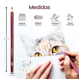 RagaBasics, 120 Lapices de Colores Profesionales, Juego de Dibujo y Escritura con Colores Brillantes y Estuche de Almacenamiento, Diseño en Madera Com
