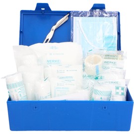 cartrend Verbandkasten Classic mit Malteser Erste-Hilfe-Sofortmaßnahmen, DIN 13164, blau