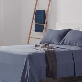 SLEEP ZONE Bed Sheet Set Cooling with Nanotex Moisture Wicking Technology Double Brushed Soft Wrinkle Free Fade Resistant Easy Care Sheets 3 PC, Flint Blue,Twin