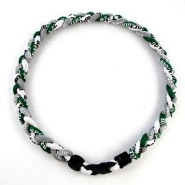 MapofBeauty 18" Sport Style Three Colors Fashion Three Braided Rope Tornado Necklace (Grey/Green/White)