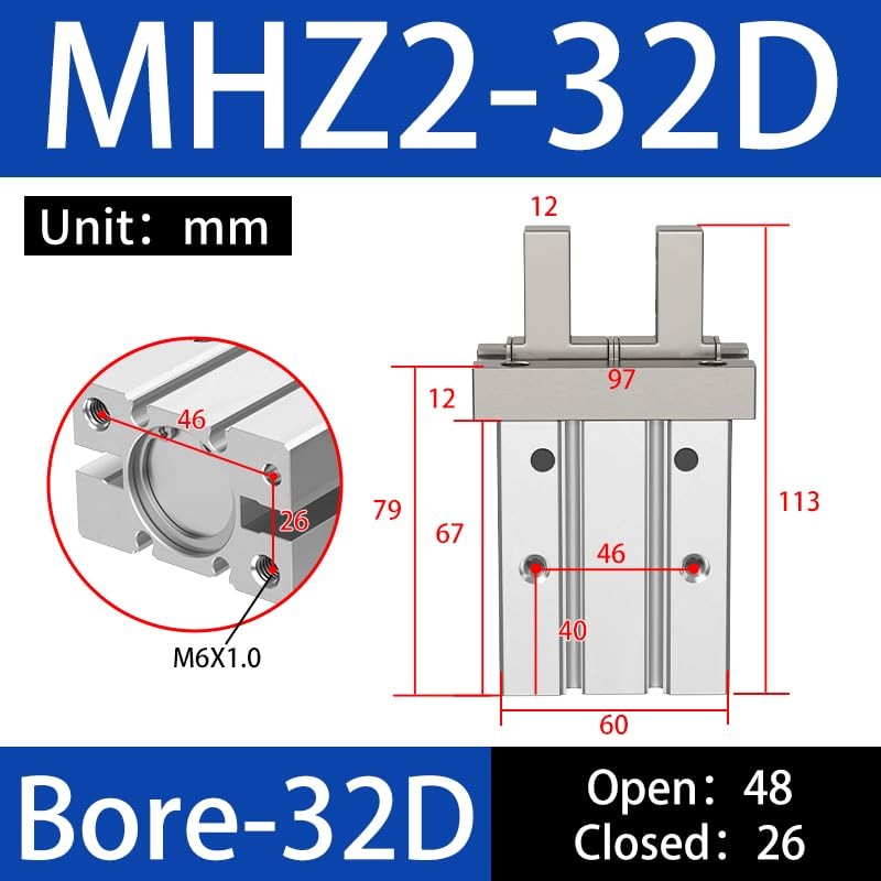 HNJPC Pneumatic Finger Cylinder Small Parallel Gripper Pneumatic Attachment MHZ2-32D